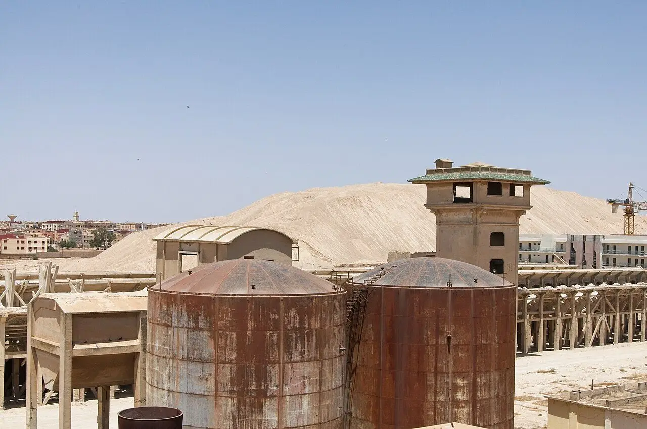 Viewpoint over a former spoil heap of OCP (Office Chérifien des Phosphates), Khouribga, Morocco, on 23/06/2024